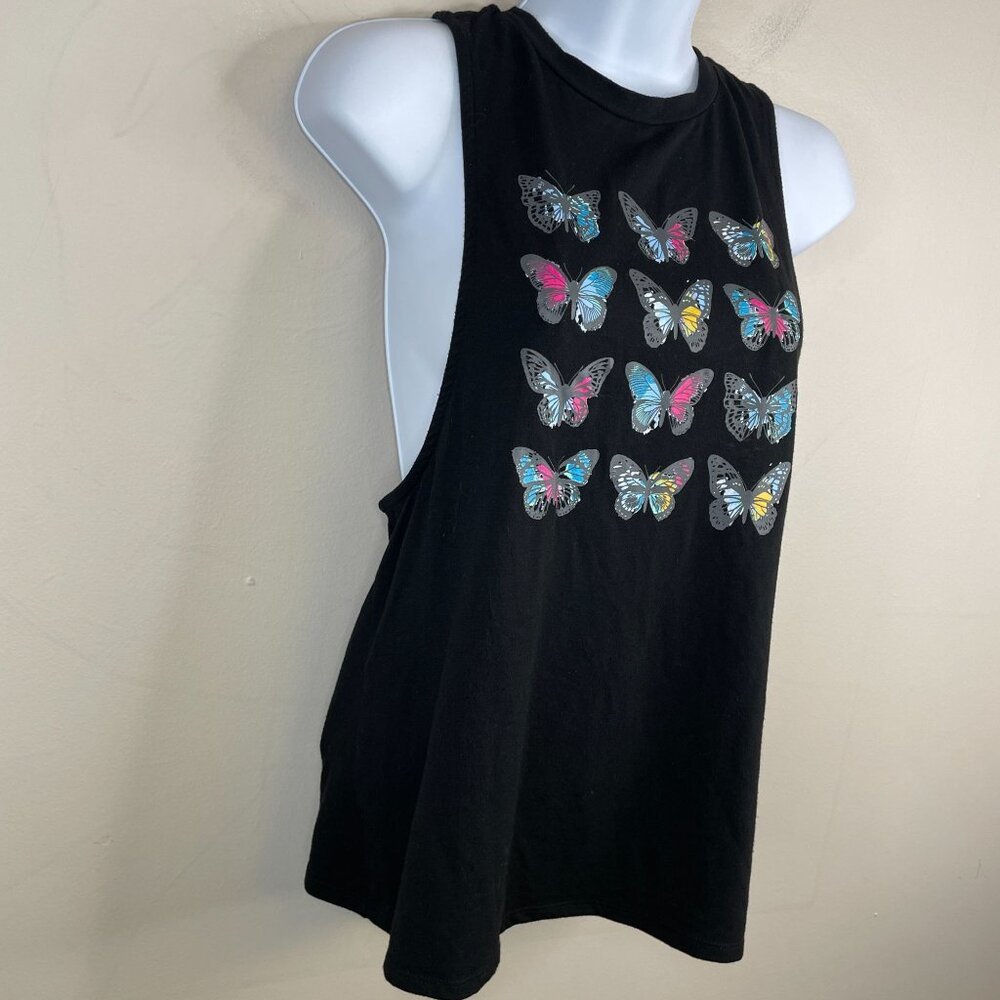 Boho Festival Top Womens Small Indie Ruched Butterfly Racerback Sleeveless Beach - Picture 7 of 13